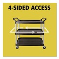 Utility Carts | Rubbermaid Commercial FG409100BLA 40.63 in. x 20 in. x 37.81 in. 300 lbs. Capacity 3 Shelves Plastic Xtra Utility Cart with Open Sides - Black image number 7