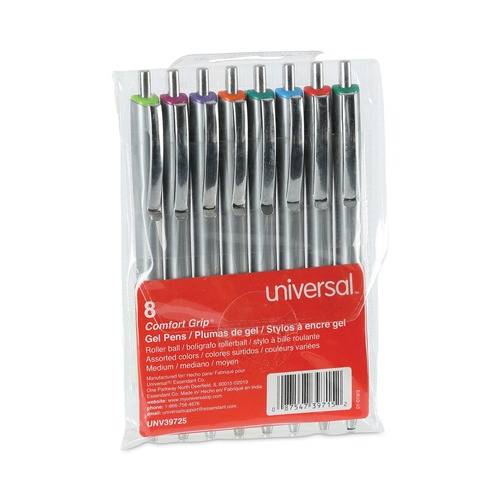  | Universal 39725 0.7 mm. Medium Comfort Grip Retractable Gel Pen - Assorted Ink and Barrel Colors (1-Set) image number 0