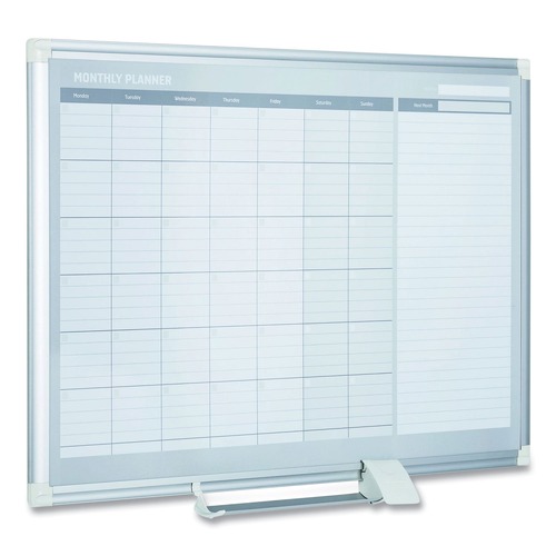 | MasterVision GA0597830 48 in. x 36 in. Magnetic Dry Erase 1-Month Calendar Board - White Surface, Silver Aluminum Frame image number 0