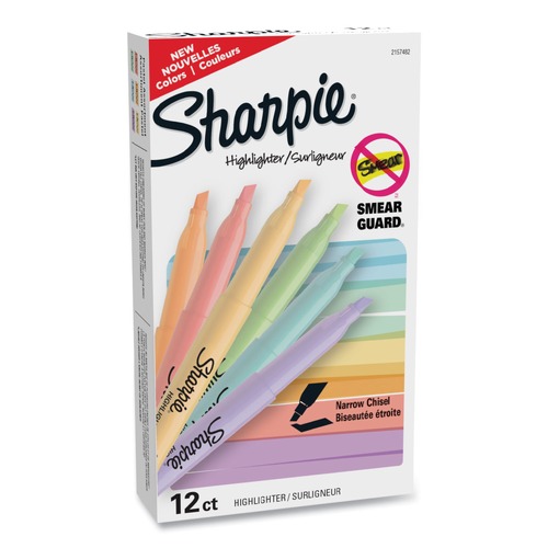 Highlighters | Sharpie 2157482 Chisel Tip Pocket Style Highlighters - Assorted Ink/Barrel Colors (12/Pack) image number 0