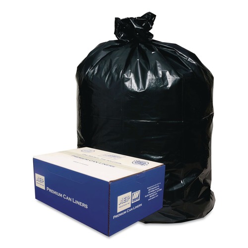 Trash Bags | Classic 1506904 10 Gallon 0.6 mil 24 in. x 23 in. Linear Low-Density Can Liners - Black (25 Bags/Roll, 20 Rolls/Carton) image number 0