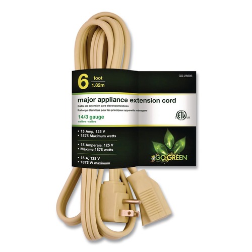 Office Electronics & Batteries | GoGreen Power GG-25606-4 6 ft. 15 Amps Appliance Cords - Beige (4/Pack) image number 0