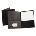 Office Jansan | Oxford 57506EE Twin-Pocket Folder Embossed Leather Grain Paper - Black (25/Box) image number 0