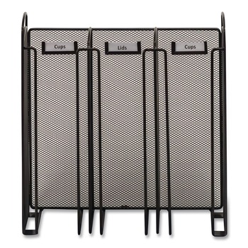 Safco 3292BL 12.75 in. x 4.5 in. x 13.25 in. 3 Compartments Steel Mesh Onyx Breakroom Organizers - Black