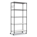 Office Jansan | Alera ALESW653618BA 36 in. x 18 in. x 72 in. 5-Shelf Wire Shelving Kit with Casters and Shelf Liners - Black Anthracite image number 3