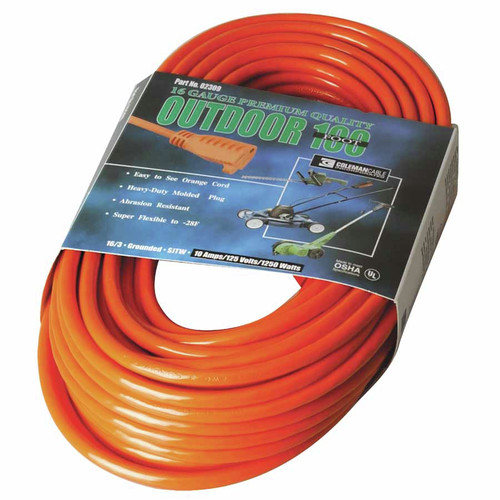 Extension Cords | Coleman Cable 023098803 100 ft. 1 Outlet Vinyl Extension Cord - Orange image number 0