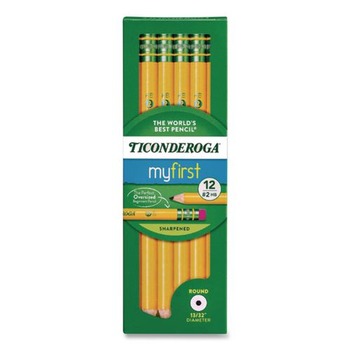 Ticonderoga HB (No. 2) My First Woodcase Pencil with Eraser - Black Lead/Yellow Barrel (1-Dozen)