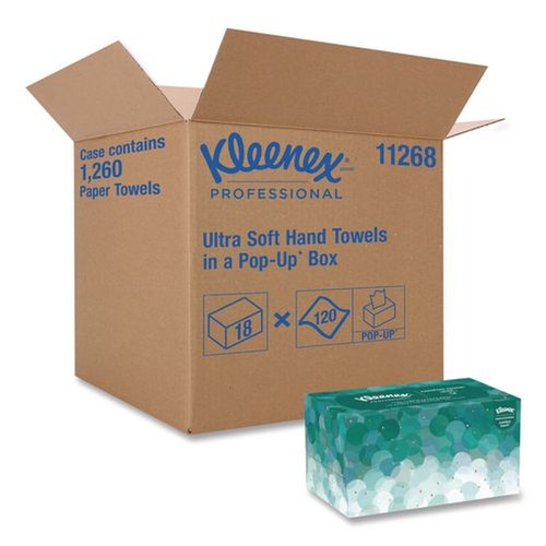 Cleaning & Janitorial Supplies | Kleenex 11268 8.9 in. x 10 in. POP-UP Box Ultra Soft Hand Towels - White (18-Boxes/Carton) image number 0