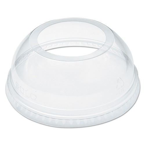 Cups and Lids | Dart DLW626 1.9 in. dia Hole, Fits 16 oz to 24 oz Plastic Cups, Open-Top Dome Lid - Clear (1000/Carton) image number 0