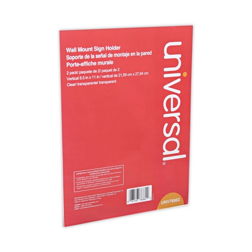 Office Jansan | Universal UNV76882 8.5 in. x 11 in. Vertical Wall Mount Sign Holder - Clear (12/Pack) image number 0