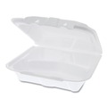  | Pactiv Corp. YTD188030000 8.42 in. x 8.15 in. x 3 in. Dual Tab Lock Foam Hinged Lid Containers - White (150/Carton) image number 2