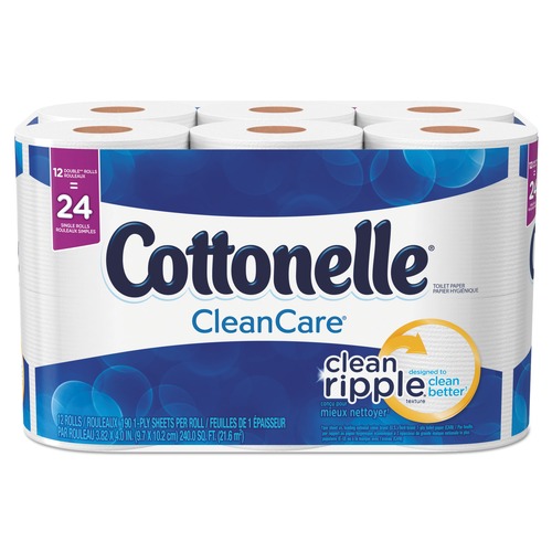 Cleaning & Janitorial Supplies | Cottonelle 12456 Clean Care 1-Ply Septic Safe Bathroom Tissue - White (12/Pack) image number 0
