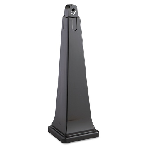 Smoking Receptacles | Rubbermaid Commercial FG257088BLA 12.25 in. x 39.75 in. 1 gal. GroundsKeeper Pyramid Cigarette Waste Collector - Black image number 0