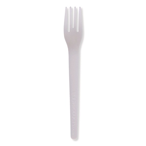 Cutlery | Eco-Products EP-S012-W Plantware 6 in. Fork Compostable Cutlery - White (1000/Carton) image number 0