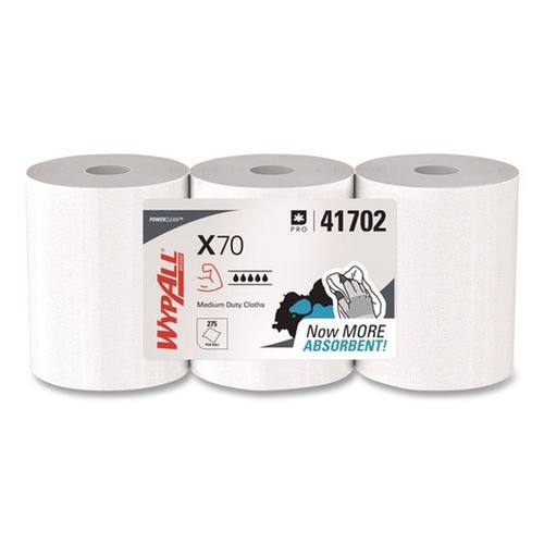 Office Jansan | WypAll 41702 X70 9.8 in. x 12.2 in. Center-Pull Cloths - White (275/Roll, 3 Rolls/Carton) image number 0