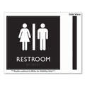 Floor Signs | Headline Sign 66910 8 in. x 8 in. Unisex Restroom Plastic ADA Sign - Clear/White image number 3