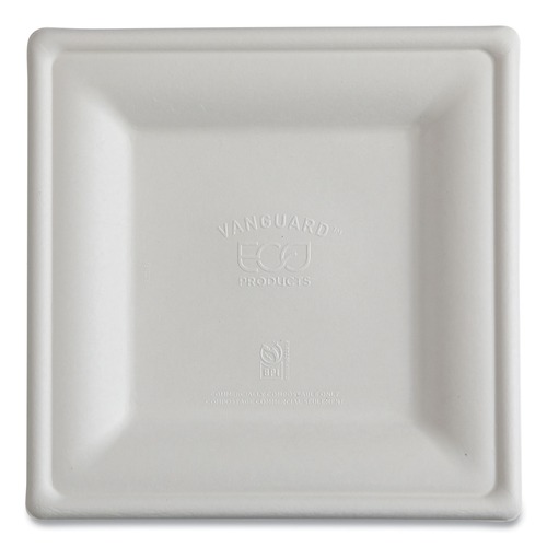 Office Jansan | Eco-Products EP-P023NFA 10 x 10 Vanguard Renewable and Compostable Sugarcane Plates - White (250/Carton) image number 0