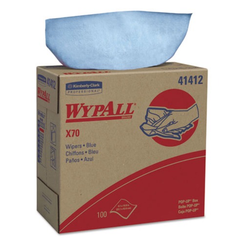 Cleaning & Janitorial Supplies | WypAll 41412 9-1/10 in. x 16-4/5 in. X70 Cloths Pop-Up Box - Blue (100/Box 10 Boxes/Carton) image number 0