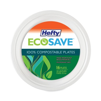 Hefty ECOSAVE 6.75 in. Diameter Plate Sugarcane Tableware - White (12/Carton)