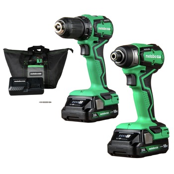 Metabo HPT 18V Brushless Lithium-Ion Cordless Sub-Compact Drill and Impact Driver Combo Kit with 2 Batteries (2 Ah)