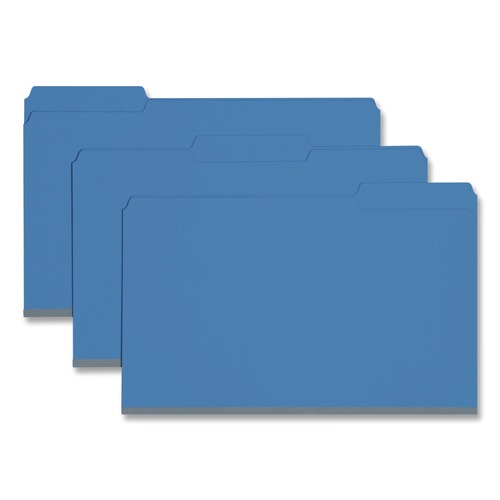 File Folders | Smead 22541 1/3-Cut Tabs Assorted Legal Size 1 in. Expansion Recycled Heavy Pressboard Folders - Dark Blue (25/Box) image number 0