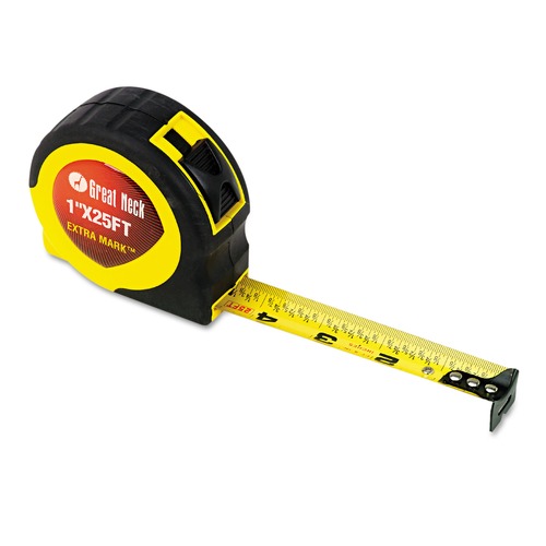 Tape Measures | Great Neck 95005 ExtraMark 1 in. x 25 ft. Steel Power Tape - Orange/Black image number 0