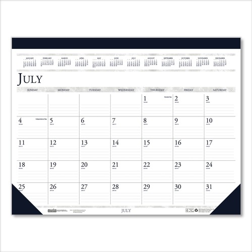Calendars & Planners | House of Doolittle 155 22 in. x 17 in. 14-Month (July 2025 to Aug 2026) Recycled Academic Desk Pad Calendar - White/Blue image number 0
