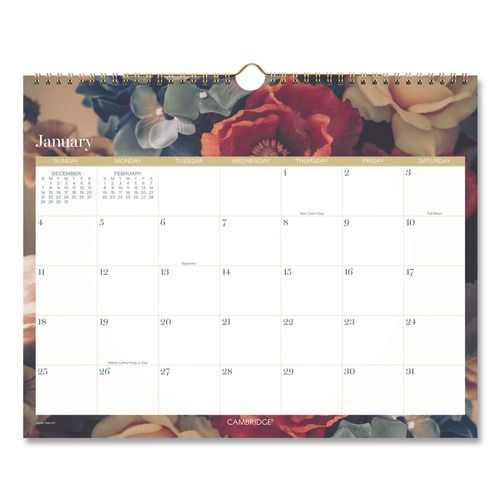 Calendars & Planners | AT-A-GLANCE 1768707 15 in. x 12 in. 12-Month (Jan-Dec): 2026 Midnight Garden Monthly Wall Calendar - Floral Artwork image number 0