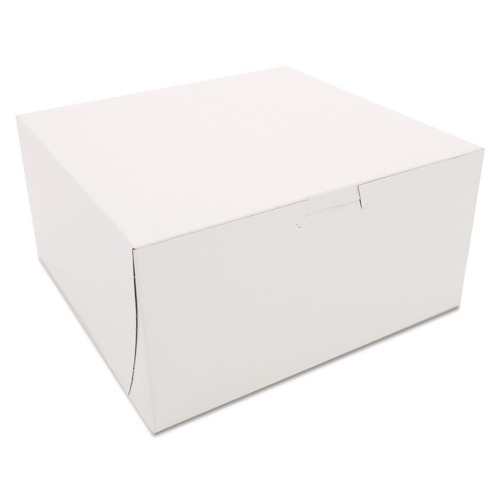 Food Trays, Containers, and Lids | SCT SCH 0941 8 in. x 8 in. x 4 in. Bakery Boxes - White (250/Carton) image number 0