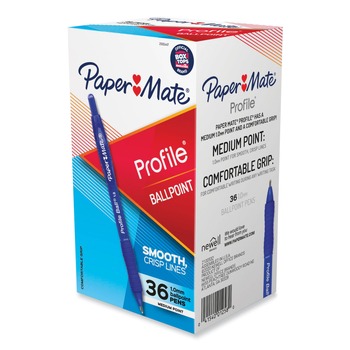 Paper Mate 2095447 Profile Medium 1 mm Retractable Ballpoint Pen - Blue (36/Pack)