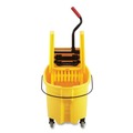 Mop Buckets | Rubbermaid Commercial FG757788YEL 35 qt. WaveBrake 2.0 Down-Press Plastic Bucket/Wringer Combos - Yellow image number 1