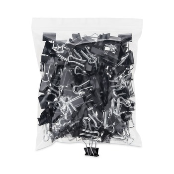 Universal UNV10200VP Binder Clips in Zip-Seal Bag - Small, Black/Silver (144/Pack)