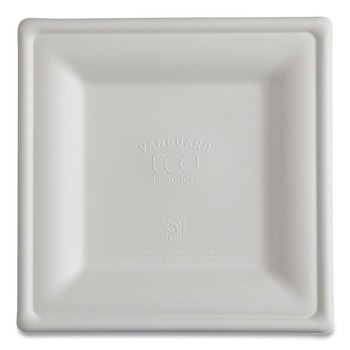 Eco-Products EP-P023NFA 10 x 10 Vanguard Renewable and Compostable Sugarcane Plates - White (250/Carton)