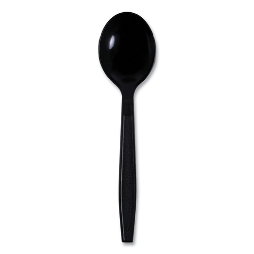 Cutlery | Boardwalk BWKSSHWPPBIW Wrapped Heavyweight Polypropylene Soup Spoons - Black (1000/Carton) image number 0