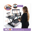 Cleaning & Janitorial Supplies | Victor VCTDCX760G 36 in. x 31.25 in. x 5.25 in. to 20 in. High Rise Height Adjustable Standing Desk with Keyboard Tray - Gray/Black image number 6