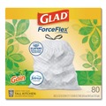 Cleaning & Janitorial Supplies | Glad 78900 ForceFlex 24 in. x 27.38 in. 13 Gallon Kitchen Drawstring Trash Bags - Gain Original Scent/White (240/Carton) image number 1
