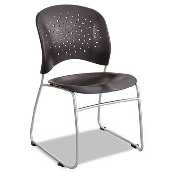 Safco Reve 19.75 in. x 23.5 in. x 33.5 in. Guest Chair with Sled Base - Black Seat/Black Back/Silver Base (2/Carton)