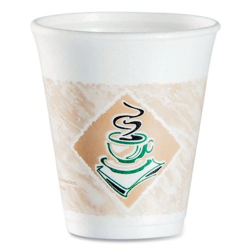 Just Launched | Dart 8X8G 8oz Cafe G Foam Hot/cold Cups - White W/Brown & Green (1000/Carton) image number 0