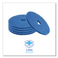 Office Jansan | Boardwalk BWK4014BLU 14 in. Diameter Scrubbing Floor Pads - Blue (5/Carton) image number 2