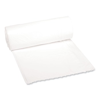 Boardwalk 16 Gallon 0.4 mil 24 in. x 32 in. Perforated Roll Low-Density Waste Can Liners - White (25 Bags/Roll, 20 Rolls/Carton)