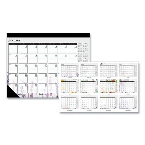 Calendars & Planners | House of Doolittle 197 22 in. x 17 in. 12-Month (Jan-Dec) 2026 Recycled Desk Pad Calendar - Wild Flowers Artwork image number 0