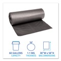Trash Bags | Boardwalk H7658SGKR01 1.1 Mil 38 in. x 58 in. 60 Gallon Extra-Extra-Heavy Can Liner - Gray (100/Carton) image number 2