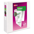 Office Jansan | Avery 17042 3 in. Capacity 11 x 8.5 Durable View Binder with DuraHinge and 3 Slant Rings - White image number 0