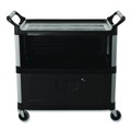 Utility Carts | Rubbermaid Commercial FG409500BLA 40.63 in. x 20.75 in. x 37.81 in. 300 lbs. Capacity 3 Shelves Plastic Xtra Equipment Cart - Black image number 1