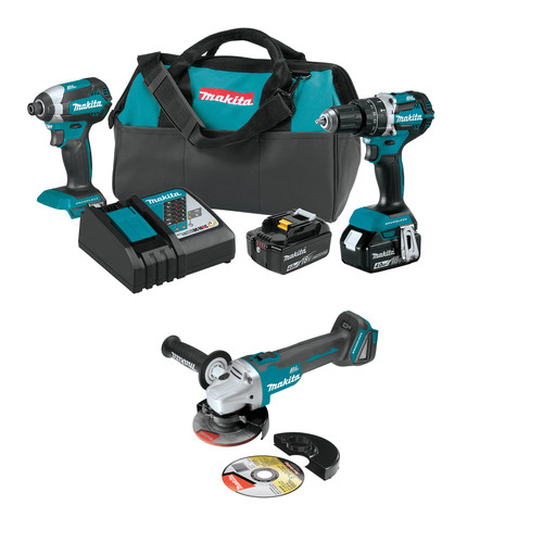Combo Kits | Makita XT269M+XAG04Z 18V LXT Brushless Lithium-Ion 2-Tool Cordless Combo Kit (4 Ah) with LXT Angle Grinder image number 0