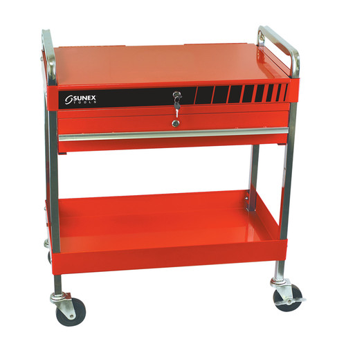 Tool Carts | Sunex 8013A Service Cart with Locking Top and Drawer (Red) image number 0