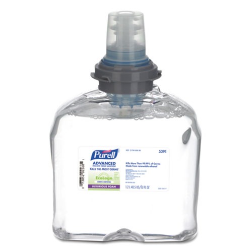 Hand Sanitizers | PURELL 5391-02 1200 mL TFX Green Certified Instant Hand Sanitizer Foam Refill - Clear (2/Carton) image number 0
