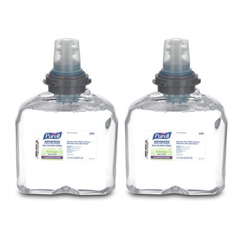 Hand Sanitizers | PURELL 5391-02 1200 mL TFX Green Certified Instant Hand Sanitizer Foam Refill - Clear (2/Carton) image number 0