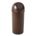 Trash & Waste Bins | Rubbermaid Commercial FG816088BRN Marshal 15-Gallon Plastic Round Classic Container - Brown image number 2