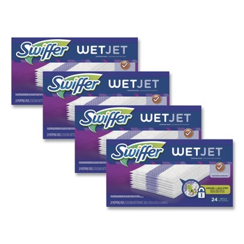 Swiffer WetJet 11.3 in. x 5.4 in. System Cloth Refills - White (24-Piece/Box, 4 Boxes/Carton)